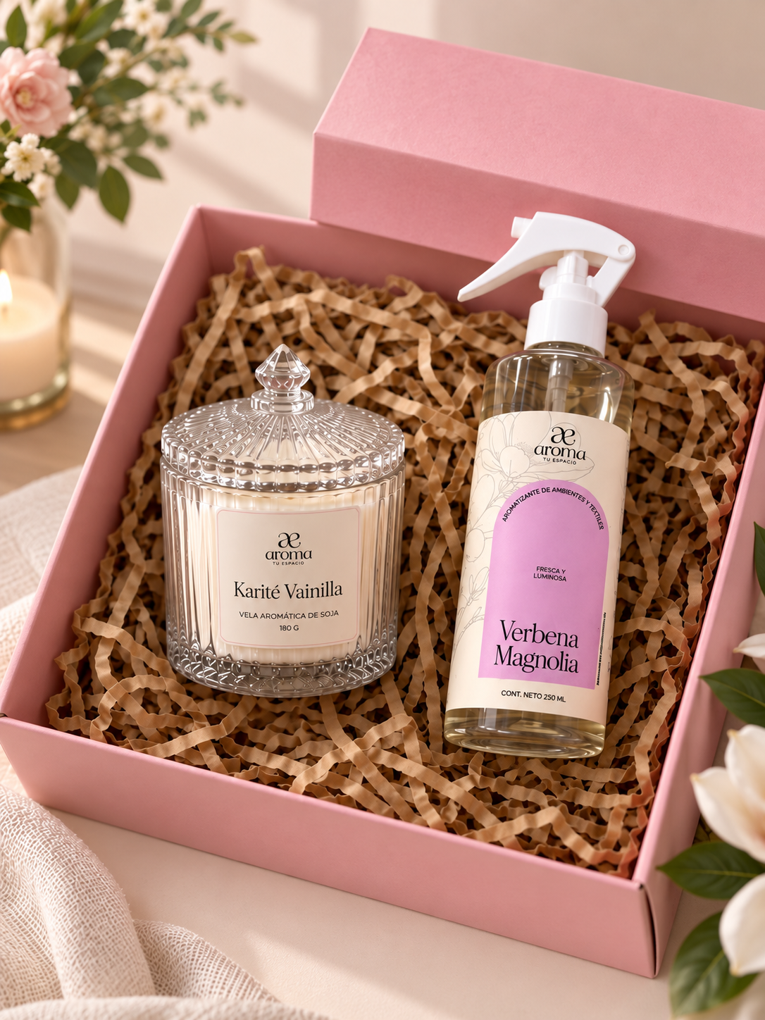 Pack Especial Regalo Vela de Soja + Home Spray Aroma Tu Espacio